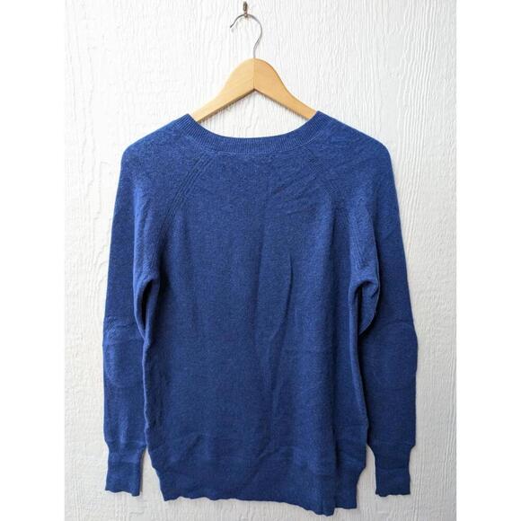 Only Mine 2-Ply 100% Cashmere Royal Blue Sweater Elbow Patches Size Medium - Picture 4 of 5